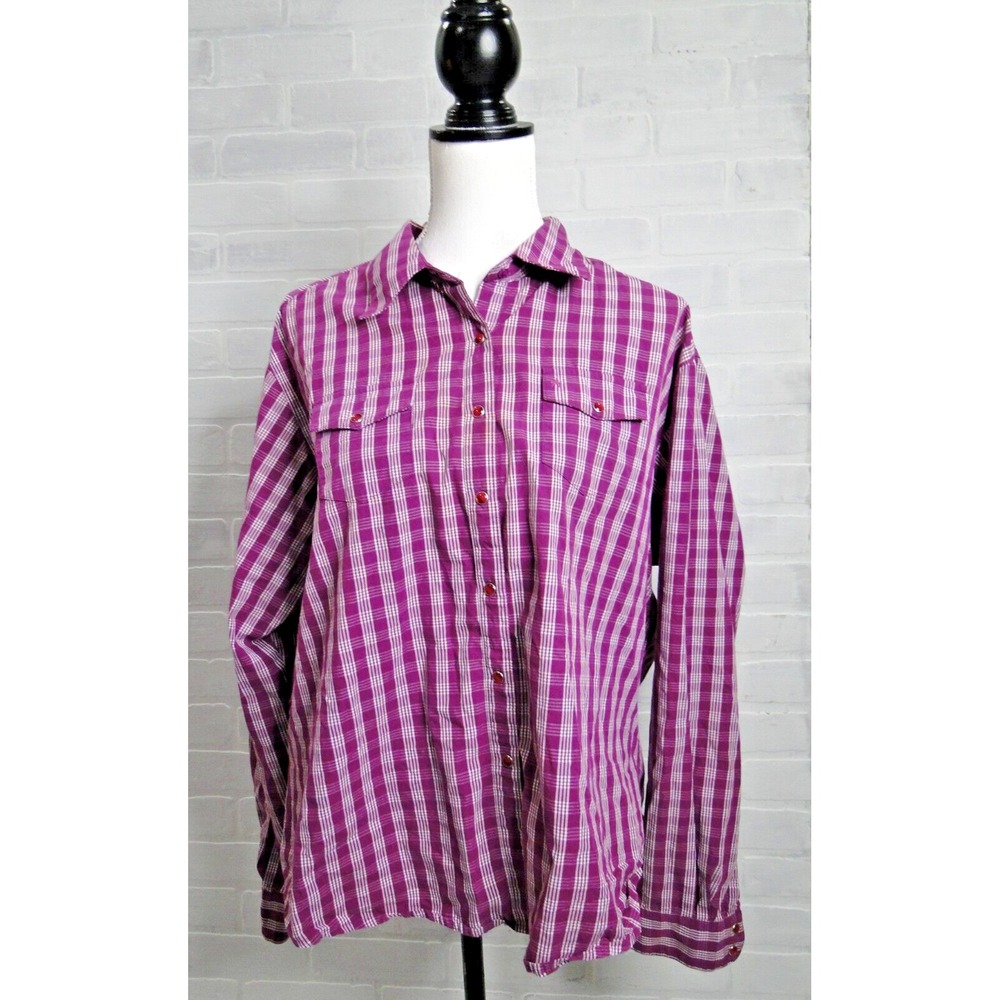 Aura By Wrangler Womens Western Shirt Size XXL Long Sleeve Pearl Snap Purple‎